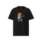 Cat Guitarist Solo Rock Ukiyo-e Organic T-shirt Black - Samurai Original