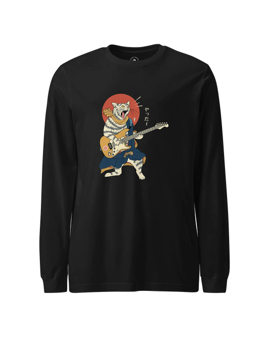 Cat Guitarist Ukiyo-e Unisex Long Sleeve Tee