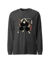 Cat Ninja Japanese Ukiyo-e Unisex Long Sleeve Tee Dark Grey Heather - Samurai Original