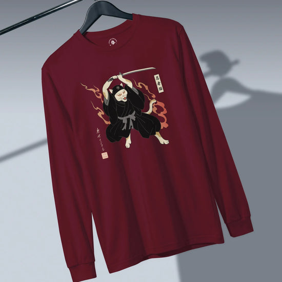 Cat Ninja Japanese Ukiyo-e Unisex Long Sleeve Tee - Samurai Original