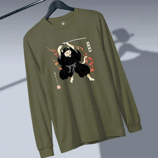 Cat Ninja Japanese Ukiyo-e Unisex Long Sleeve Tee - Samurai Original
