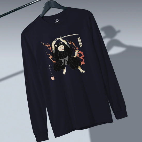Cat Ninja Japanese Ukiyo-e Unisex Long Sleeve Tee - Samurai Original