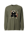 Cat Ninja Japanese Ukiyo-e Unisex Long Sleeve Tee Military Green - Samurai Original
