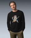 Cat Playing Guitar Japanese Ukiyo-e Unisex Long Sleeve Tee