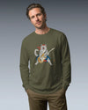 Cat Playing Guitar Japanese Ukiyo-e Unisex Long Sleeve Tee