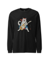 Cat Playing Guitar Japanese Ukiyo-e Unisex Long Sleeve Tee