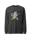 Cat Playing Guitar Japanese Ukiyo-e Unisex Long Sleeve Tee