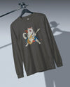 Cat Playing Guitar Japanese Ukiyo-e Unisex Long Sleeve Tee