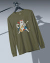 Cat Playing Guitar Japanese Ukiyo-e Unisex Long Sleeve Tee