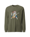 Cat Playing Guitar Japanese Ukiyo-e Unisex Long Sleeve Tee