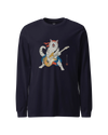 Cat Playing Guitar Japanese Ukiyo-e Unisex Long Sleeve Tee