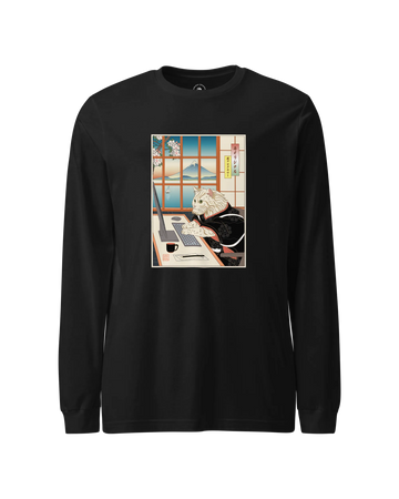 Cat Programmer Ukiyo-e Unisex Long Sleeve Tee