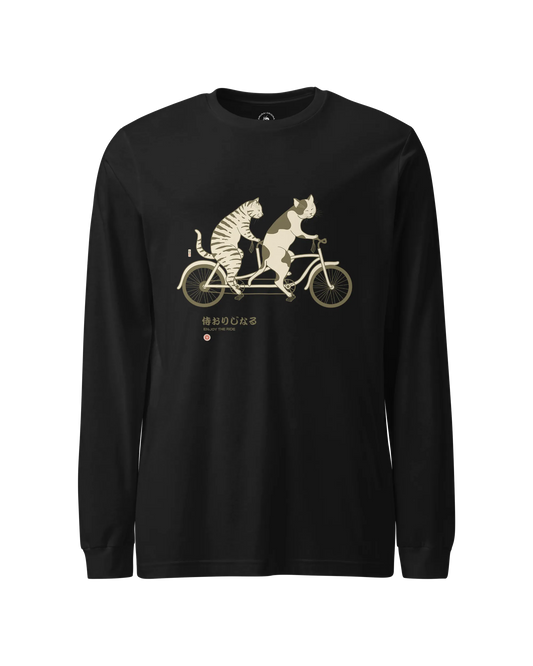 Cat Ride Funny Japanese Ukiyo-e Unisex Long Sleeve Tee