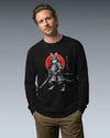 Cat Samurai Sumi-e Japanese Unisex Long Sleeve Tee