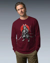 Cat Samurai Sumi-e Japanese Unisex Long Sleeve Tee