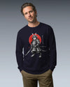 Cat Samurai Sumi-e Japanese Unisex Long Sleeve Tee