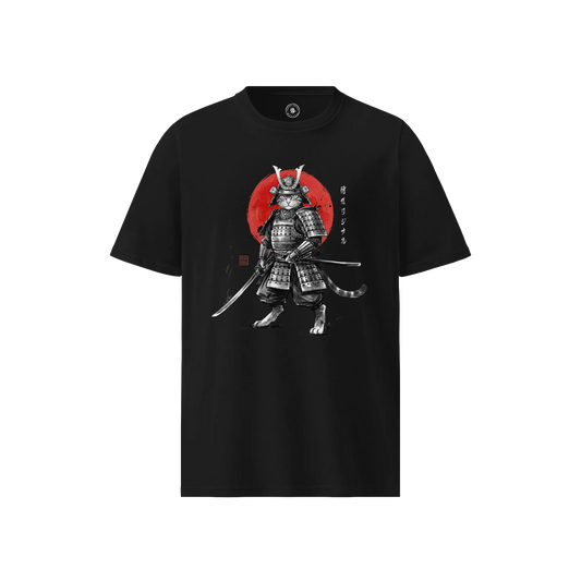Cat Samurai Sumi-e Japanese Unisex organic t-shirt