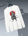 Cat Samurai Sumi-e Japanese Unisex Long Sleeve Tee