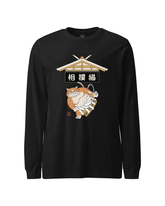 Cat Sumo Japanese Ukiyo-e Unisex Long Sleeve Tee