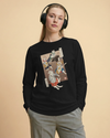 Cat Brand Music Japan Ukiyo-e Unisex Long Sleeve Tee