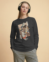 Cat Brand Music Japan Ukiyo-e Unisex Long Sleeve Tee