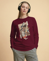 Cat Brand Music Japan Ukiyo-e Unisex Long Sleeve Tee