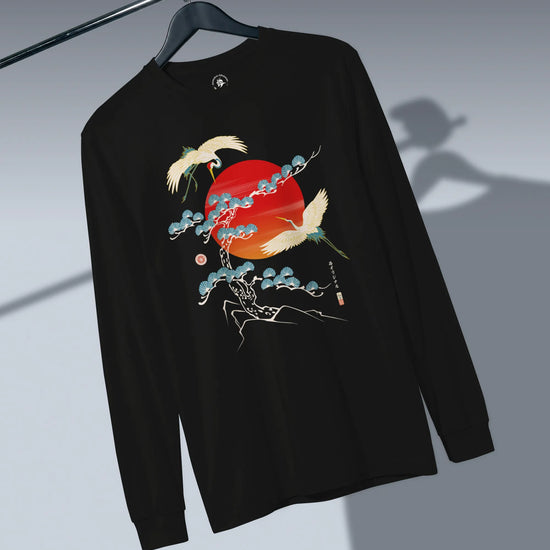 Crane Bird Japanese Ukiyo-e Unisex Long Sleeve Tee - Samurai Original