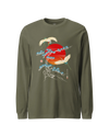 Crane Bird Japanese Ukiyo-e Unisex Long Sleeve Tee Military Green - Samurai Original