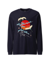 Crane Bird Japanese Ukiyo-e Unisex Long Sleeve Tee Navy - Samurai Original
