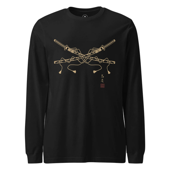 Crossed Samurai Katana Unisex Long Sleeve Tee Black - Samurai Original