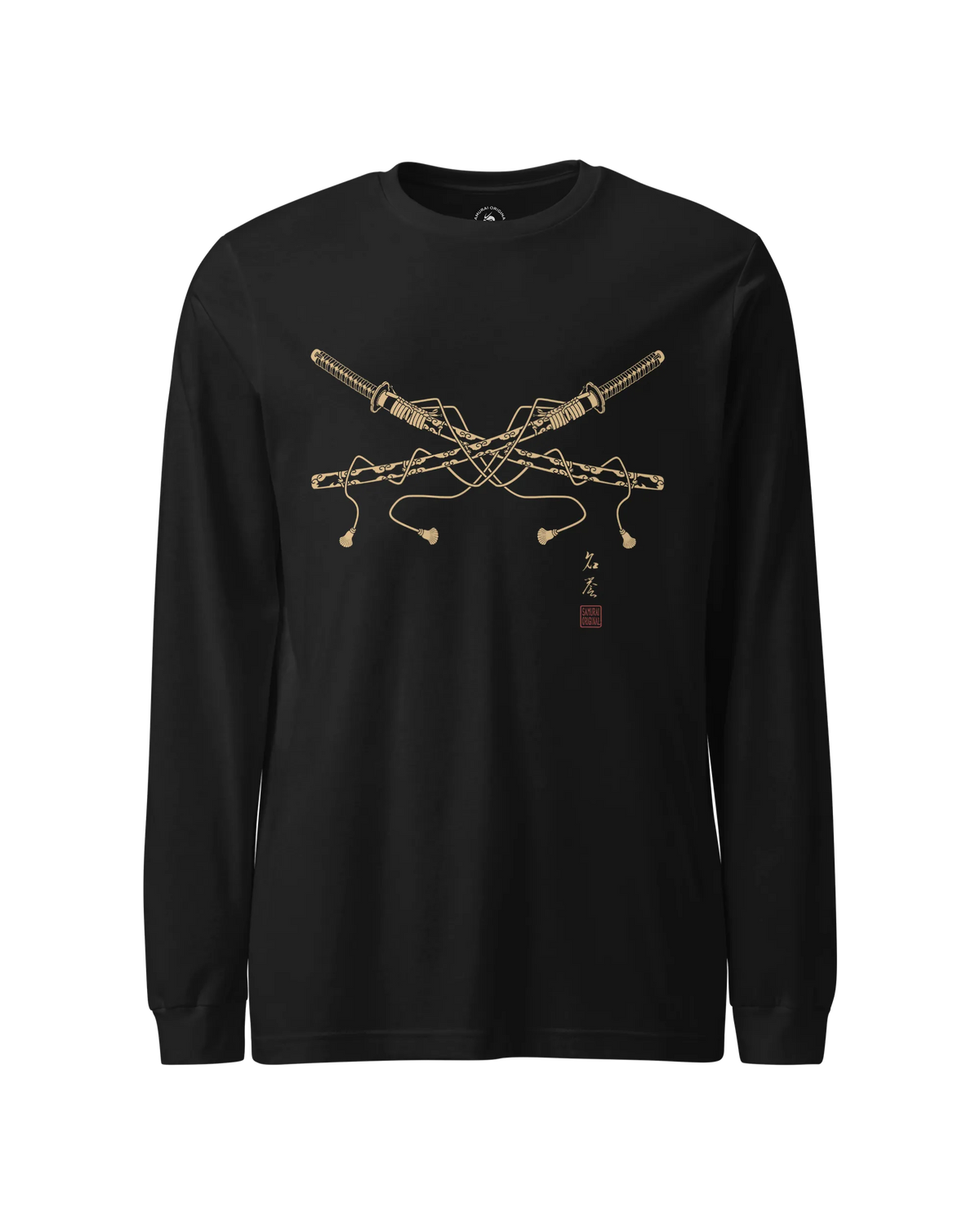 Crossed Samurai Katana Unisex Long Sleeve Tee Black - Samurai Original