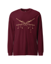 Crossed Samurai Katana Unisex Long Sleeve Tee Maroon - Samurai Original