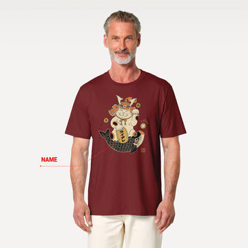 Custom name Maneki Neko Unisex organic t-shirt No.1