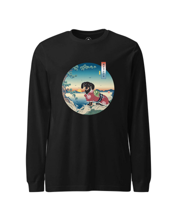 Dachshund Dog Funny Japanese Ukiyo-e Unisex Long Sleeve Tee