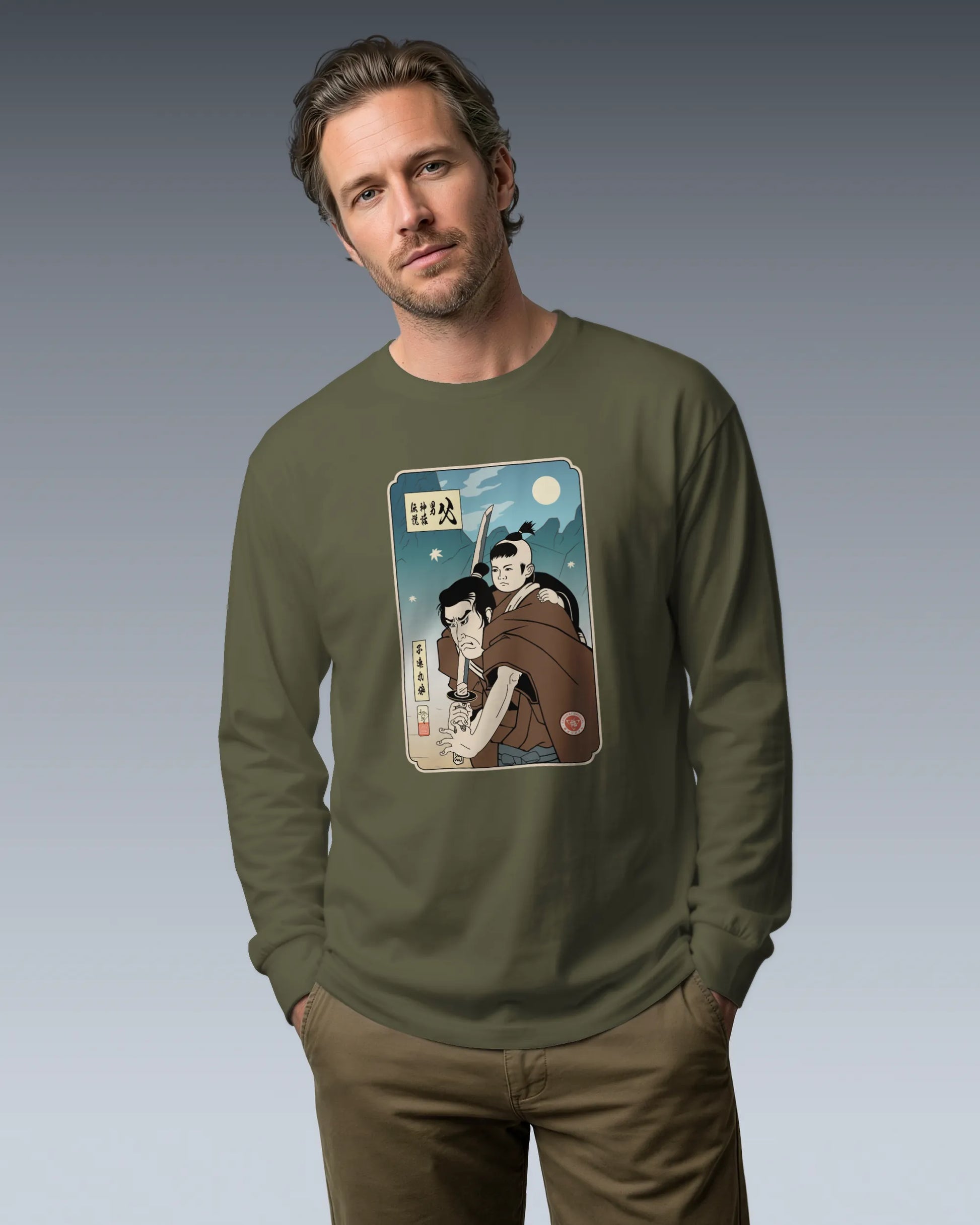 Daddy Shogun Assassin Ukiyo-e Unisex Long Sleeve Tee - Samurai Original