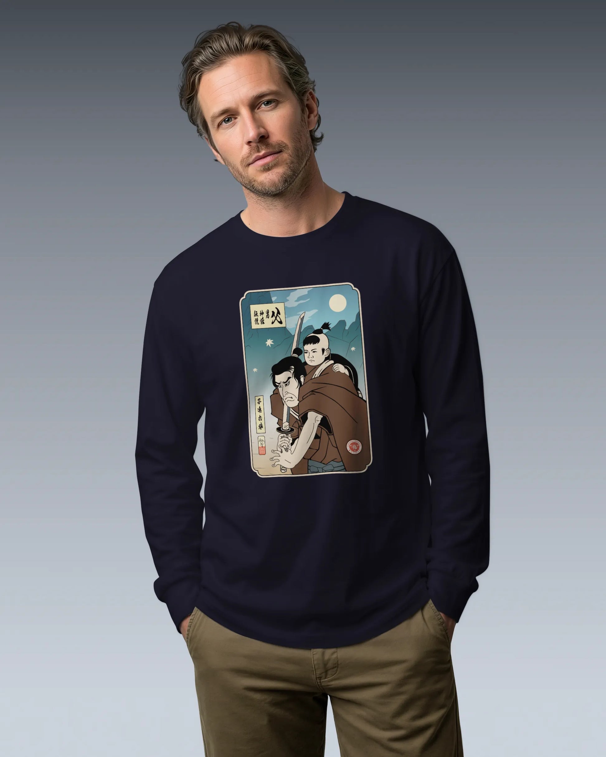 Daddy Shogun Assassin Ukiyo-e Unisex Long Sleeve Tee - Samurai Original