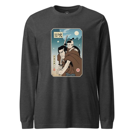 Daddy Shogun Assassin Ukiyo-e Unisex Long Sleeve Tee Dark Grey Heather - Samurai Original