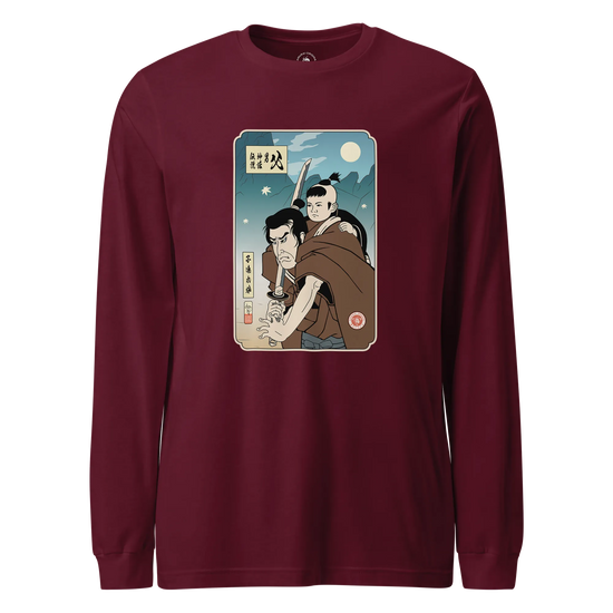Daddy Shogun Assassin Ukiyo-e Unisex Long Sleeve Tee Maroon - Samurai Original