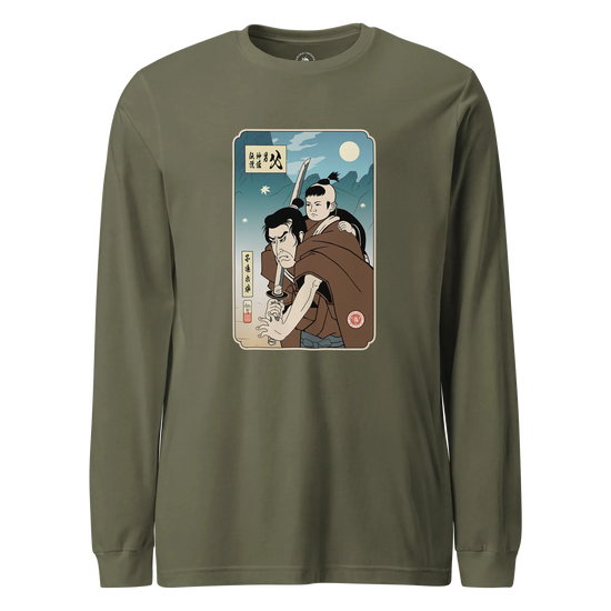 Daddy Shogun Assassin Ukiyo-e Unisex Long Sleeve Tee Military Green - Samurai Original