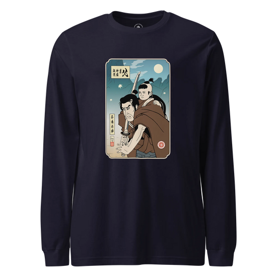 Daddy Shogun Assassin Ukiyo-e Unisex Long Sleeve Tee Navy - Samurai Original
