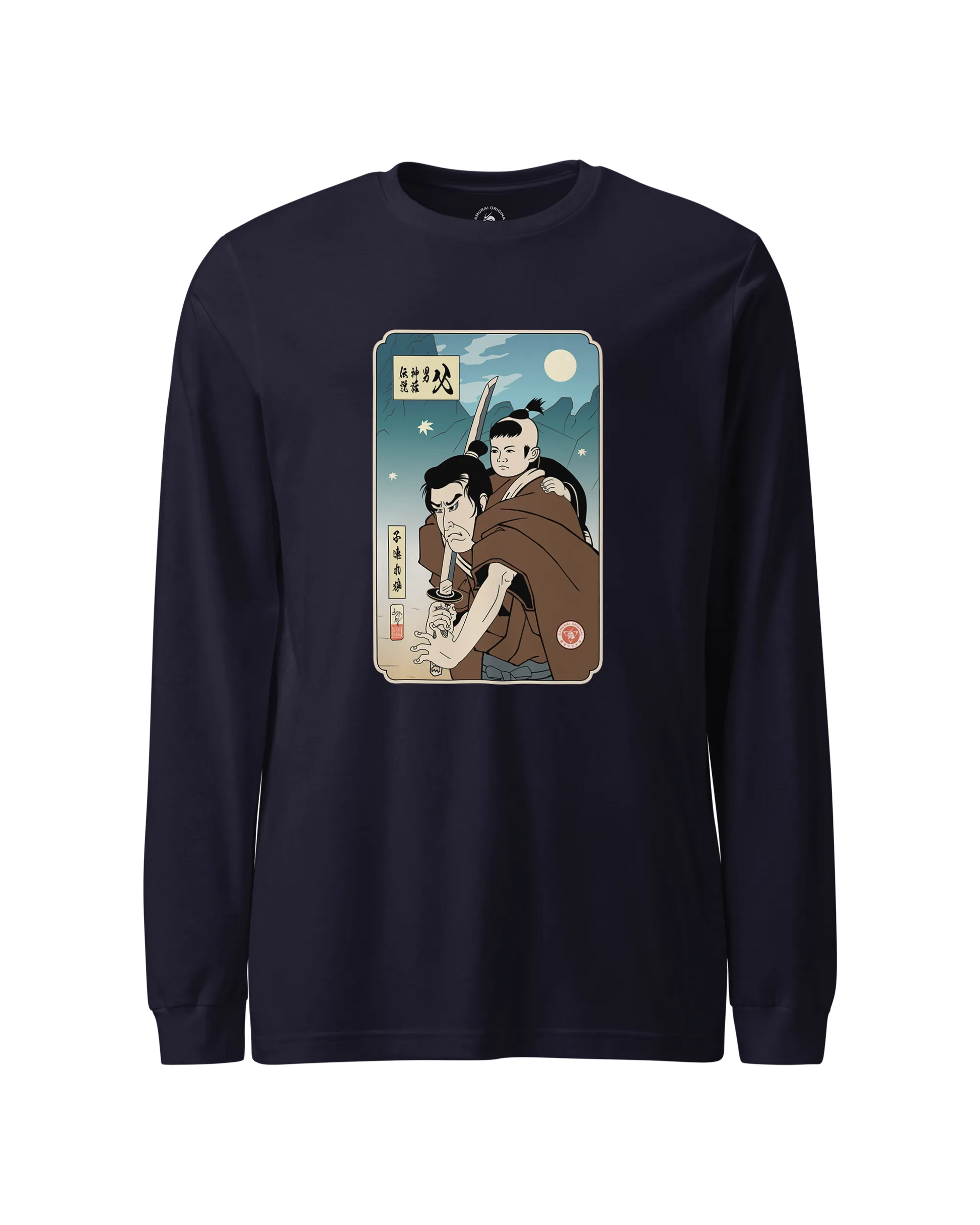 Daddy Shogun Assassin Ukiyo-e Unisex Long Sleeve Tee Navy - Samurai Original
