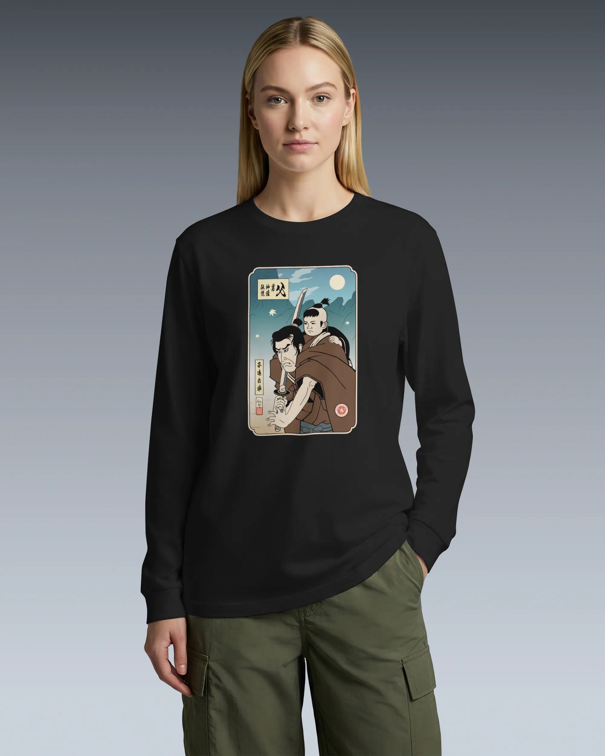 Daddy Shogun Assassin Ukiyo-e Unisex Long Sleeve Tee - Samurai Original