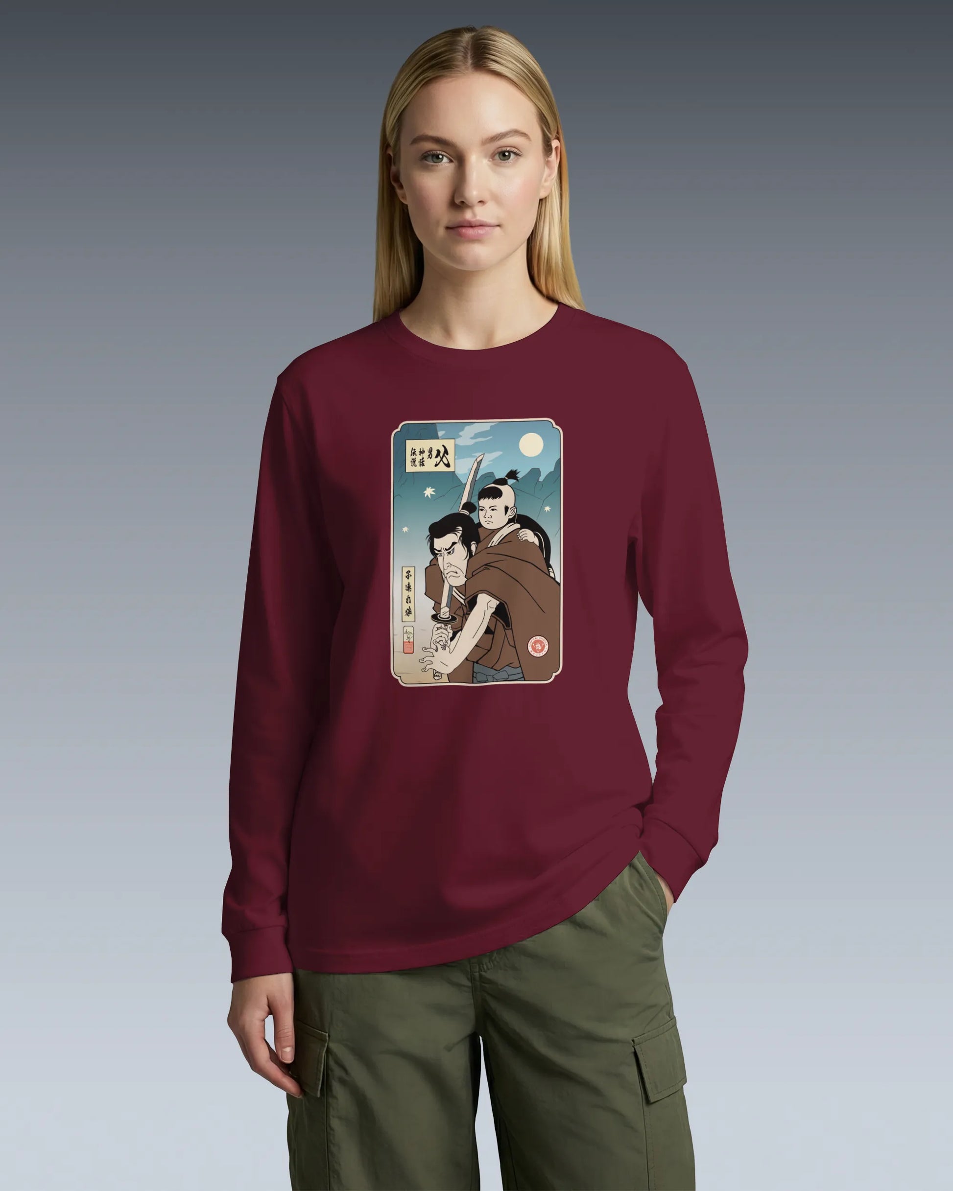 Daddy Shogun Assassin Ukiyo-e Unisex Long Sleeve Tee - Samurai Original