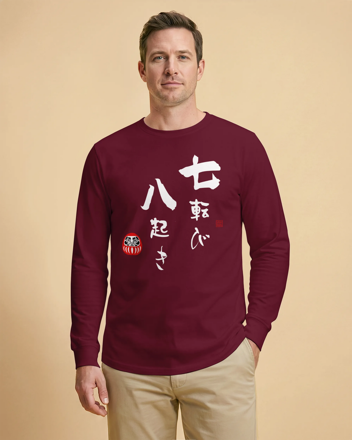 Daruma Fall 7 Stand 8 Unisex Long Sleeve Tee - Samurai Original