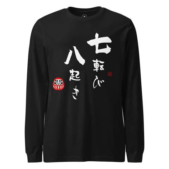 Daruma Fall 7 Stand 8 Unisex Long Sleeve Tee Black - Samurai Original