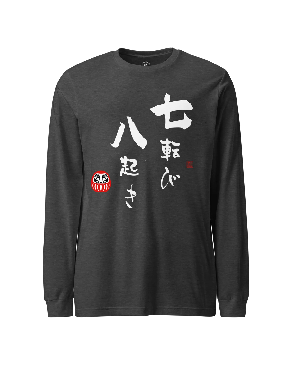 Daruma Fall 7 Stand 8 Unisex Long Sleeve Tee Dark Grey Heather - Samurai Original