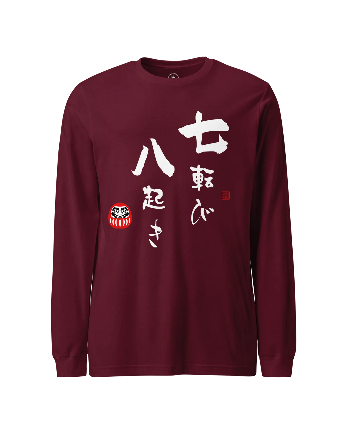 Daruma Fall 7 Stand 8 Unisex Long Sleeve Tee Maroon - Samurai Original