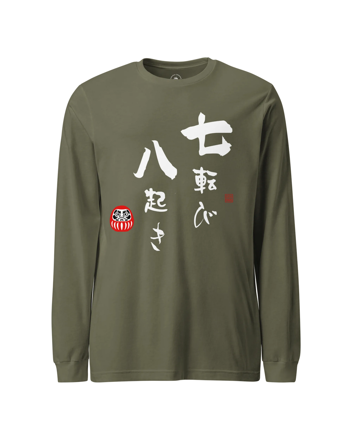 Daruma Fall 7 Stand 8 Unisex Long Sleeve Tee Military Green - Samurai Original