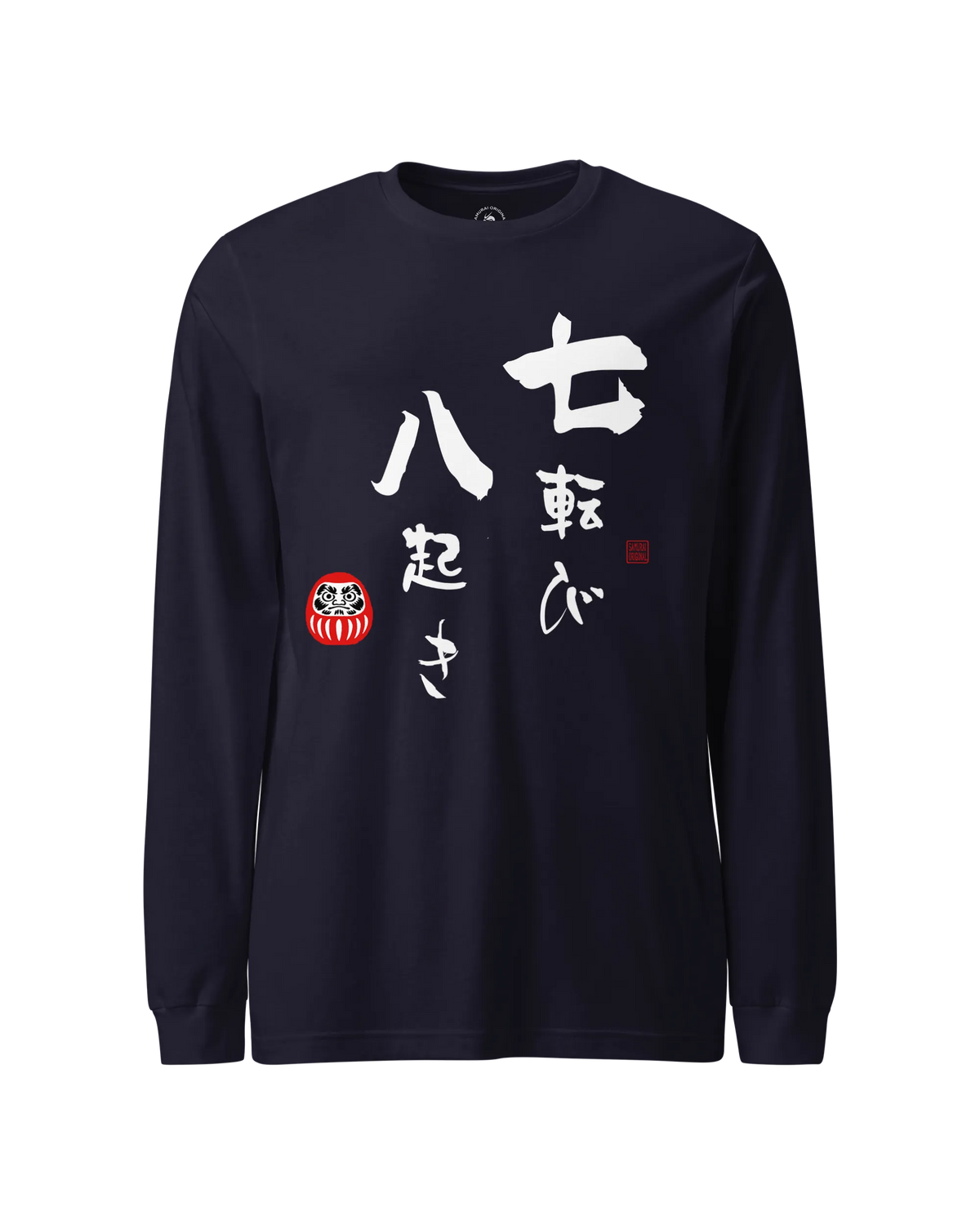 Daruma Fall 7 Stand 8 Unisex Long Sleeve Tee Navy - Samurai Original