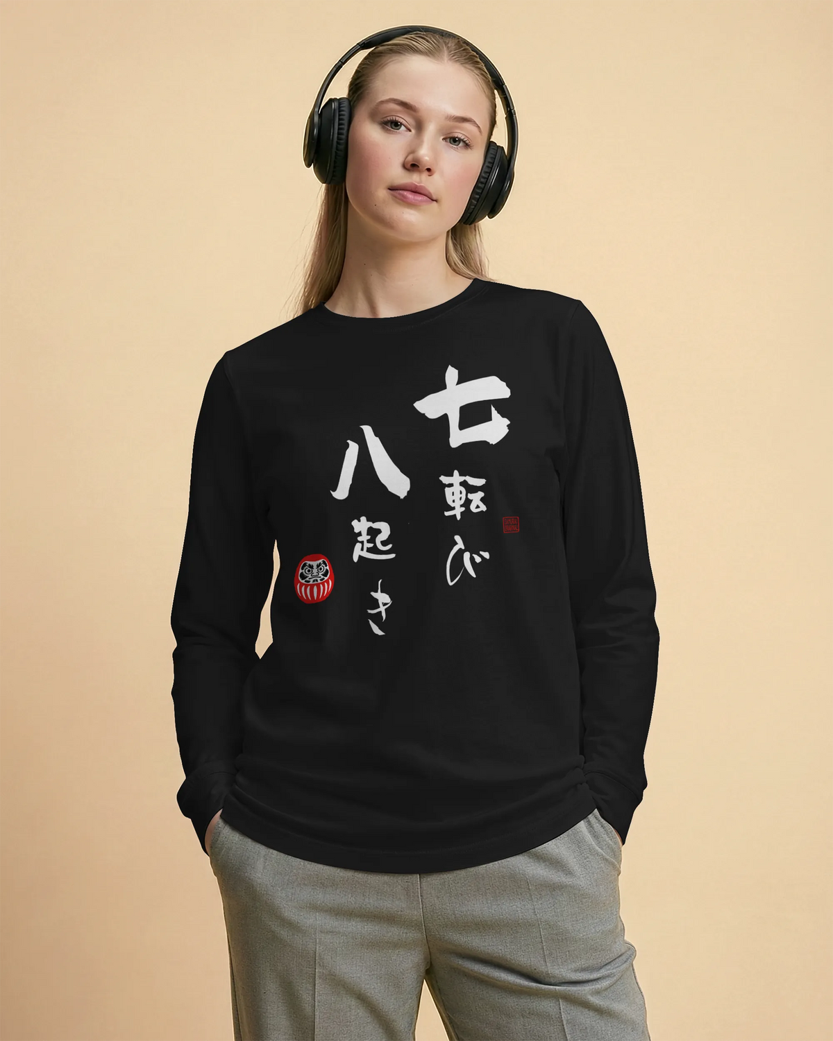 Daruma Fall 7 Stand 8 Unisex Long Sleeve Tee - Samurai Original